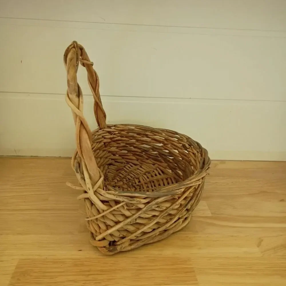 Wicker Basket with Handle Heavy Duty Country Farmhouse Decor